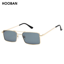 Load image into Gallery viewer, HOOBAN Rectangle Men Women Sunglasses Classic Square Metal Ladies Sun Glasses Retro Double Bridge Male Eyeglasses UV400