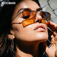 Load image into Gallery viewer, HOOBAN Rectangle Men Women Sunglasses Classic Square Metal Ladies Sun Glasses Retro Double Bridge Male Eyeglasses UV400