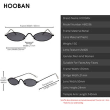 Load image into Gallery viewer, HOOBAN Retro Small Sunglasses Men Women Brand Oval Metal Sun Glasses For Male and Female Red Black Color Shades UV400