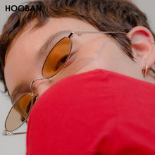 Load image into Gallery viewer, HOOBAN Retro Small Sunglasses Men Women Brand Oval Metal Sun Glasses For Male and Female Red Black Color Shades UV400