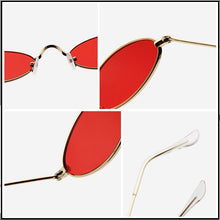 Load image into Gallery viewer, HOOBAN Retro Small Sunglasses Men Women Brand Oval Metal Sun Glasses For Male and Female Red Black Color Shades UV400