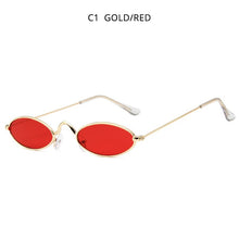 Load image into Gallery viewer, HOOBAN Retro Small Sunglasses Men Women Brand Oval Metal Sun Glasses For Male and Female Red Black Color Shades UV400