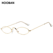 Load image into Gallery viewer, HOOBAN Retro Small Sunglasses Men Women Brand Oval Metal Sun Glasses For Male and Female Red Black Color Shades UV400