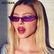 Load image into Gallery viewer, HOOBAN Sexy Cateye Sunglasses Women Cute Cat Eye Sun Glasses For Ladies Vintage Small Purple Eyeglasses UV400