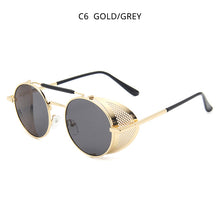 Load image into Gallery viewer, HOOBAN Steampunk Round Sunglasses Men Women Retero Gothic Metal Male&#39;s Sun Glasses Brand Designer Eyeglasses Unisex