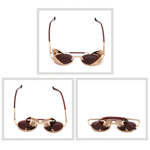 HOOBAN Steampunk Round Sunglasses Men Women Retero Gothic Metal Male's Sun Glasses Brand Designer Eyeglasses Unisex