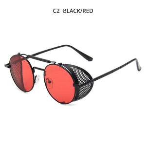 HOOBAN Steampunk Round Sunglasses Men Women Retero Gothic Metal Male's Sun Glasses Brand Designer Eyeglasses Unisex