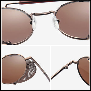 HOOBAN Steampunk Round Sunglasses Men Women Retero Gothic Metal Male's Sun Glasses Brand Designer Eyeglasses Unisex
