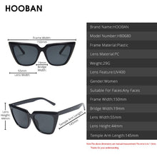 Carica l'immagine nel visualizzatore di Gallery, HOOBAN Stylish Cat Eye Women Sun Glasses Classic Big Frame Cateye Sunglasses For Ladies Vintage Leopard Eyeglasses UV400
