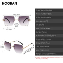 Load image into Gallery viewer, HOOBAN Stylish Rimless Sunglasses Women Vintage Square Gradient Ladies Sun Glasses Brand Designer  Eyeglasses Shade  UV400