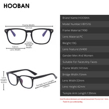 Load image into Gallery viewer, HOOBAN TR90 Blue Light Blocking Glasses Men Women Square Real Anti Blue Ray Glasses Male Computer Protective Eyeglass