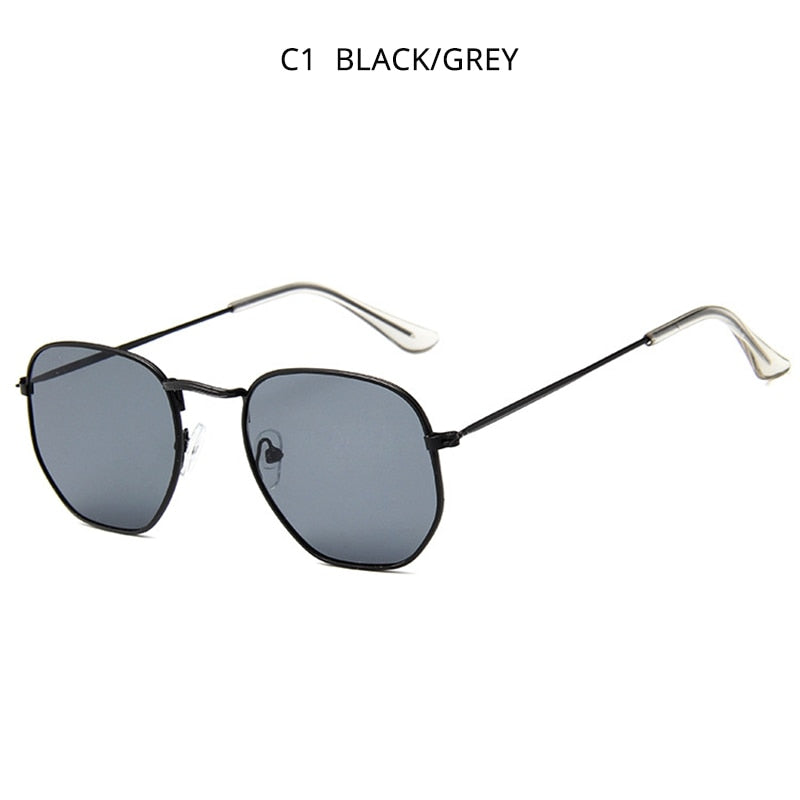 HOOBAN Vintage Metal Men Women Sunglasses Classic  Hexagon Male Sun Glasses Driving Eyewear Oculos De Sol UV400