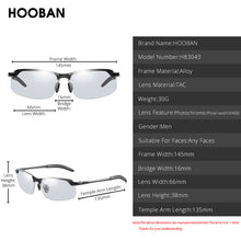 Load image into Gallery viewer, HOOBAN Vintage Photochromic Sunglasses Men Rectangle Polarized Sun Glasses Male Driving Chameleon Eyewear Night Vision