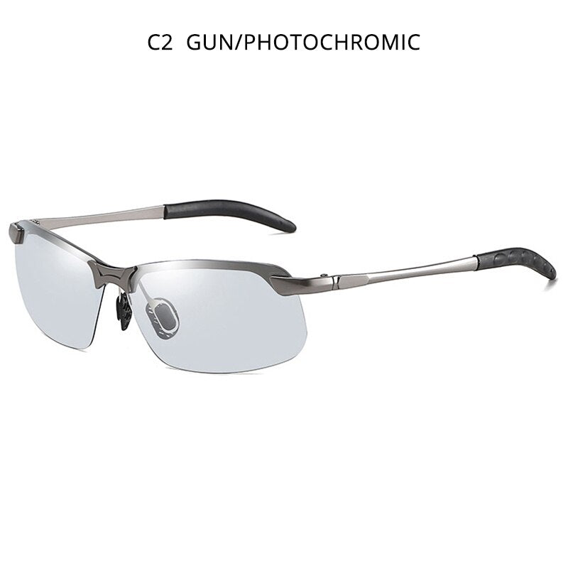 HOOBAN Vintage Photochromic Sunglasses Men Rectangle Polarized Sun Glasses Male Driving Chameleon Eyewear Night Vision
