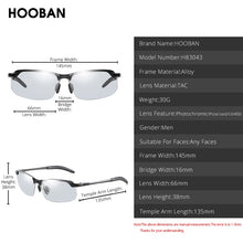 Carica l'immagine nel visualizzatore di Gallery, HOOBAN Vintage Pochromic Sunglasses Men  Rectangle Polarized Sun Glasses Male Driving Chameleon Eyewear Night Vision