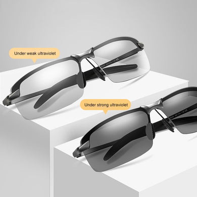 HOOBAN Vintage Photochromic Sunglasses Men Rectangle Polarized Sun Glasses Male Driving Chameleon Eyewear Night Vision