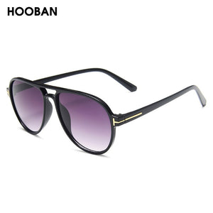 HOOBAN Vintage Pilot Style Sunglasses Men Stylish Brand Design Driving Sun Glasses Male Retro Big Frame Shade Eyeglasses