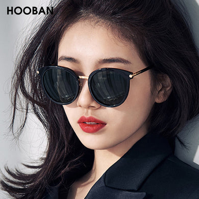 HOOBAN Vintage Round Women Sunglasses Big Black Sun Glasses For Female  Eyewear Shade UV400