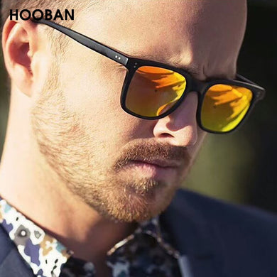 HOOBAN Vintage Square Men Sunglasses Classic Black Driving Sun Glasses Male  Shade Mirror Eyewear UV400