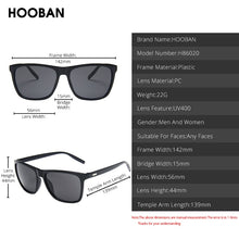 Load image into Gallery viewer, HOOBAN Vintage Square Women Men Sunglasses Classic Big Rectangle Sun Glasses Female Male  Mirror Eyewear Unisex Shade
