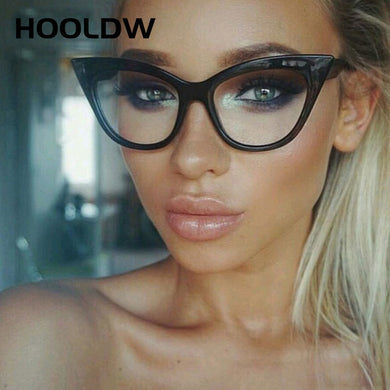 HOOLDW Cat Eye Glasses Frame Women Brand Designer Cat eye Optical Eyeglasses Ladies Retro Clear Eyewear