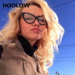 HOOLDW Cat Eye Glasses Frame Women Brand Designer Cat eye Optical Eyeglasses Ladies Retro Clear Eyewear