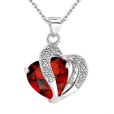 HOT Brand Fashion Women Heart Crystal Rhinestone Silver Chain Pendant Necklace Jewelry 6.1#1809153010