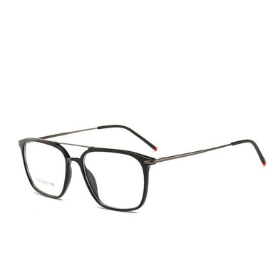 HOTOCHKI Men and Women Square Flat Eyeglasses Lightweight Plastic Steel Spectacles Frames Double Beam Spring Spectacle Frame