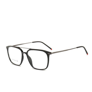 HOTOCHKI Men and Women Square Flat Eyeglasses Lightweight Plastic Steel Spectacles Frames Double Beam Spring Spectacle Frame