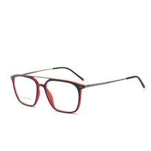 Load image into Gallery viewer, HOTOCHKI Men and Women Square Flat Eyeglasses Lightweight Plastic Steel Spectacles Frames Double Beam Spring Spectacle Frame