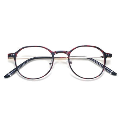 HOTOCHKI Men and Women Vintage Flat Eyeglasses Lightweight Plastic Steel Spectacles Frames Spring Spectacle Frame