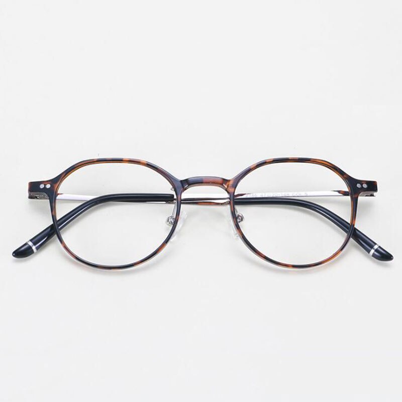 HOTOCHKI Men and Women Vintage Flat Eyeglasses Lightweight Plastic Steel Spectacles Frames Spring Spectacle Frame