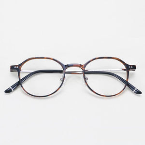 HOTOCHKI Men and Women Vintage Flat Eyeglasses Lightweight Plastic Steel Spectacles Frames Spring Spectacle Frame