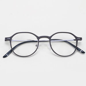 HOTOCHKI Men and Women Vintage Flat Eyeglasses Lightweight Plastic Steel Spectacles Frames Spring Spectacle Frame