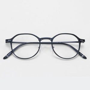 HOTOCHKI Men and Women Vintage Flat Eyeglasses Lightweight Plastic Steel Spectacles Frames Spring Spectacle Frame
