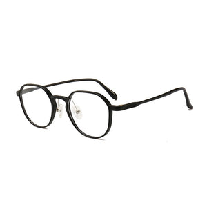 HOTOCHKI Unisex Plastic Steel Polygonal Eyeglasses frames Flat Glasses Lightweight Frame Women Men