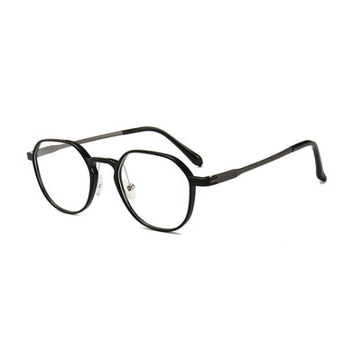 HOTOCHKI Unisex Plastic Steel Polygonal Eyeglasses frames Flat Glasses Lightweight Frame Women Men