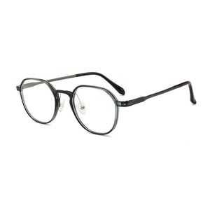 HOTOCHKI Unisex Plastic Steel Polygonal Eyeglasses frames Flat Glasses Lightweight Frame Women Men