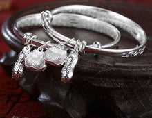 Load image into Gallery viewer, pure sliver silversmith 999 children's silver bracelets long-life round bracelet bells silver bracelet