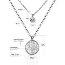 Carica l&#39;immagine nel visualizzatore di Gallery, LUXUKISSKIDS New Arrival Jewelry Necklace Romantic Crystal Pendant Necklace CZ Double Chain Necklace Gold/ Steel Color