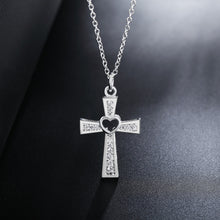 Carica l&#39;immagine nel visualizzatore di Gallery, collana color argento gioielli donna moda matrimonio Croce cristallo CZ Collana pendente in pietra zircone regalo di Natale n296 