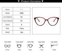 Carica l&#39;immagine nel visualizzatore di Gallery, College Style Cat Eye Eyeglasses Frame Eye Glasses Frames For Women Clear Lens Fake/Transparent Glasses Frame