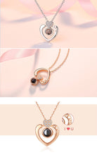 Load image into Gallery viewer, New Rose Gold 100 Languages I Love You Projection Pendant Necklace Romantic Love Memory Wedding Necklace