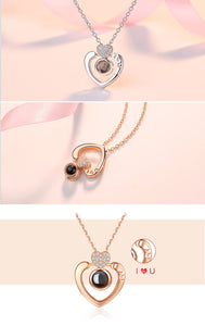 New Rose Gold 100 Languages I Love You Projection Pendant Necklace Romantic Love Memory Wedding Necklace