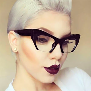 Retro Half Frame Cat Eye Glasses Frames Women Optical Fashion Eyewear Computer Glasses
