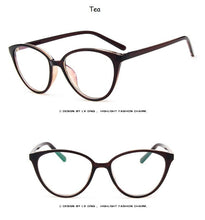 Load image into Gallery viewer, Black  Spectacle frame cat eye Glasses frame clear lens Women brand Eyewear optical frames myopia transparentTemples for glasses
