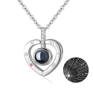 I Love You Necklace 100 Languages Heart Love Necklace Love Memory Projection Pendant Necklace for Women Gifts for Mother's Day