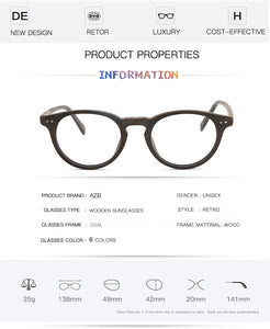Vintage Clear Glasses Cat Eye Wooden Glasses Frame Men Women Transparent Lens Glasses Wood Optical Eyewear frames