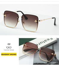 Load image into Gallery viewer, 2022 New Fashion Lady Oversize Rimless Square Bee Sunglasses Women Men Small Bee Glasses Gradient Sun Glasses Female UV400
