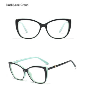 Ralferty  Luxury Eye Glasses Women Cat Eye Frame Eyeglasses TR90 Clear Lens With Spring Leg Optic Spectacle Eyewear F93331